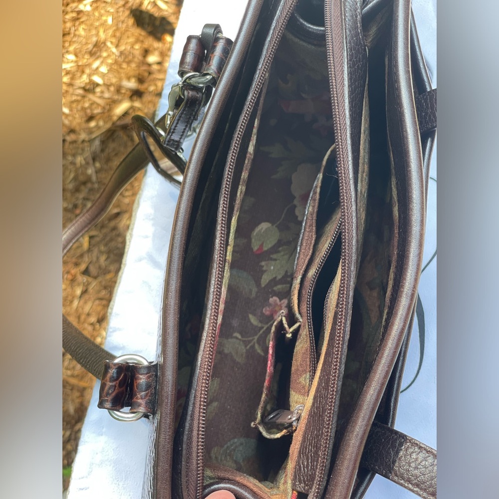 Brighton Satchel Handbag, Rich Brown Croc Embossed, Vintage! - Picture 6 of 14